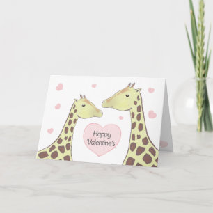 Cartão Feliz Dia dos Namorados casal de Girafa