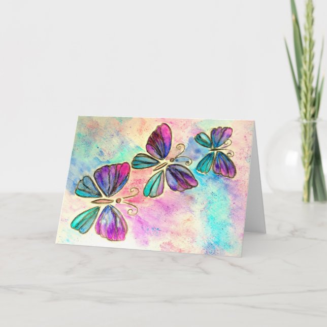 Cartão Feliz Dia dos Namorados com Borboletas (Frente)