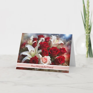 Cartão Feliz Dia dos Namorados com Rosas e Liles