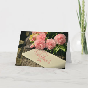 Cartão Feliz Dia dos Namorados Flores Rosa para Ela