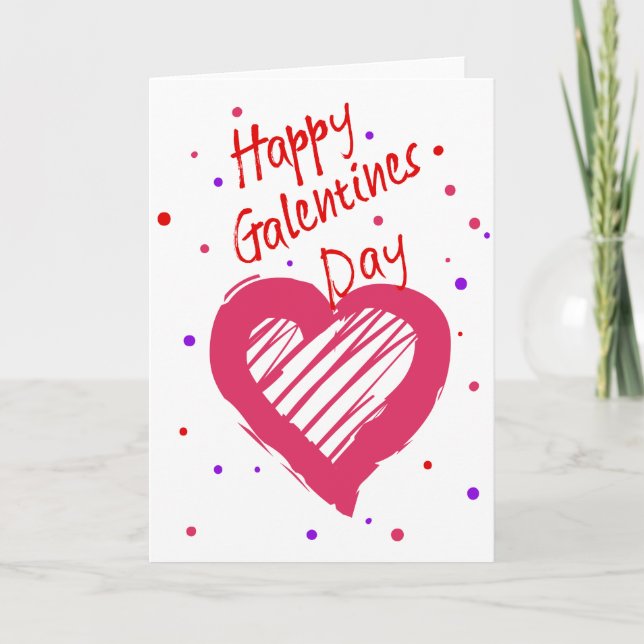 Cartão Feliz Dia dos Namorados Galentines Coração (Frente)