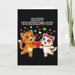 Cartão Feliz Dia dos Namorados Gatos Fofos Amor Coração C