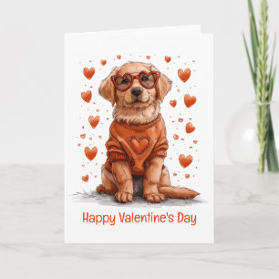 Cartão Feliz Dia dos Namorados Golden Retriever Cachorro