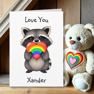 Cartão Feliz Dia dos Namorados Guaxinim LGBTQ