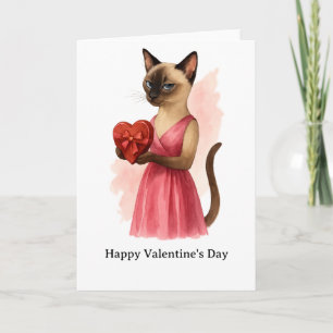 Cartão Feliz Dia dos Namorados para Amante de Gato Siames
