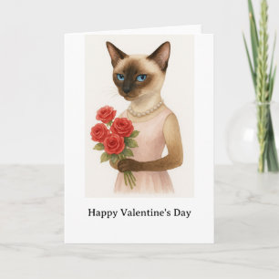 Cartão Feliz Dia dos Namorados para Amante de Gato Siames