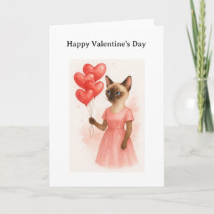 Cartão Feliz Dia dos Namorados para Amante de Gato Siames