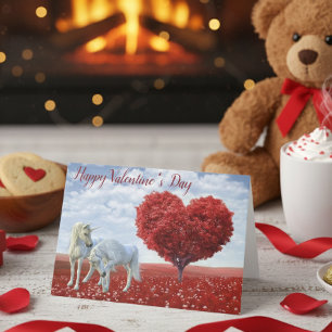 Cartão Feliz dia dos namorados Unicórnio amor Árvore do C
