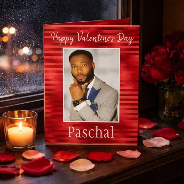 Cartão Feliz Dia dos Namorados Vermelho Romântico para El (Criador carregado)