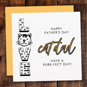 Cartão Feliz Dia dos Pais Amarelo do Gato Perfeito