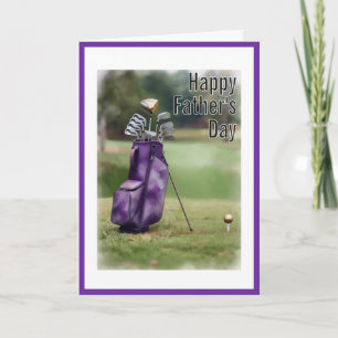 Cartão Feliz Dia dos Pais Bolsa de Golfe, Clubes e Bola