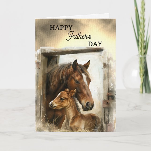 Cartão Feliz Dia dos Pais Cavalo e Potro (Frente)
