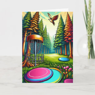 Cartão Feliz Dia dos Pais com tema de Disc Golf