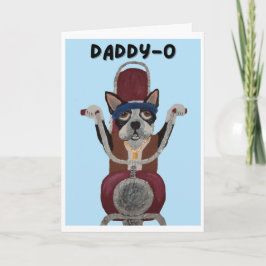 Cartão Feliz Dia dos Pais Daddy-O Boston Terrier Motoquei