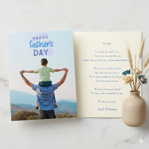 Cartão Feliz Dia dos Pais Elegante Foto Personalizada , A