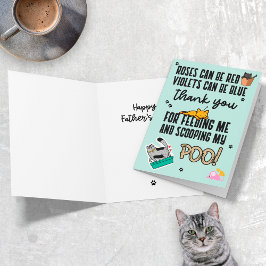 Cartão Feliz Dia dos Pais Engraçado Fofo Azul Do Gato