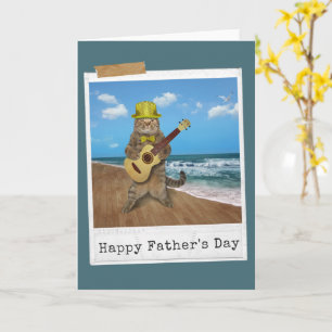 Cartão Feliz Dia dos Pais Gato Guitarrista