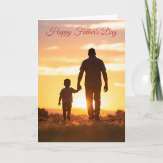 Cartão Feliz Dia dos Pais – Pai e Filho Pôr do Sol