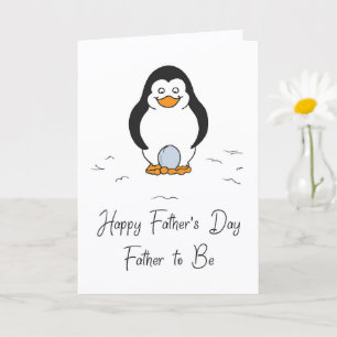 Cartão Feliz Dia dos Pais Pai para Ser Pinguim com Ovo