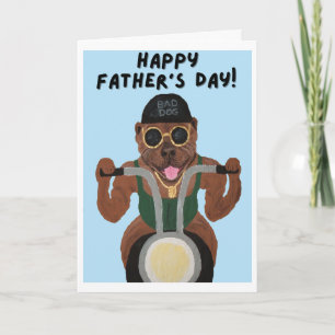 Cartão Feliz Dia dos Pais Pit Bull Motoqueiro