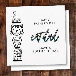 Cartão Feliz Dia dos Pais Simples Do Gato Perfeito
