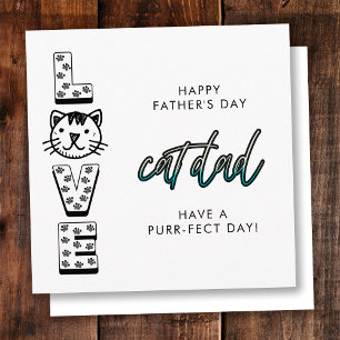 Cartão Feliz Dia dos Pais Simples Do Gato Perfeito