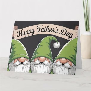 Cartão "Feliz Dia dos Pais" Trio de Gnomos Verdes
