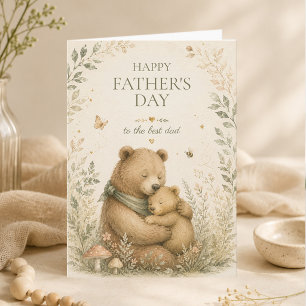 Cartão Feliz Dia dos Pais Urso Abraço Floresta