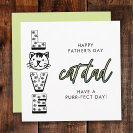Cartão Feliz Dia dos Pais Verde do Gato Perfeito