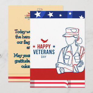 Cartão Feliz Dia dos Veteranos de Guerra Carta de Arte de