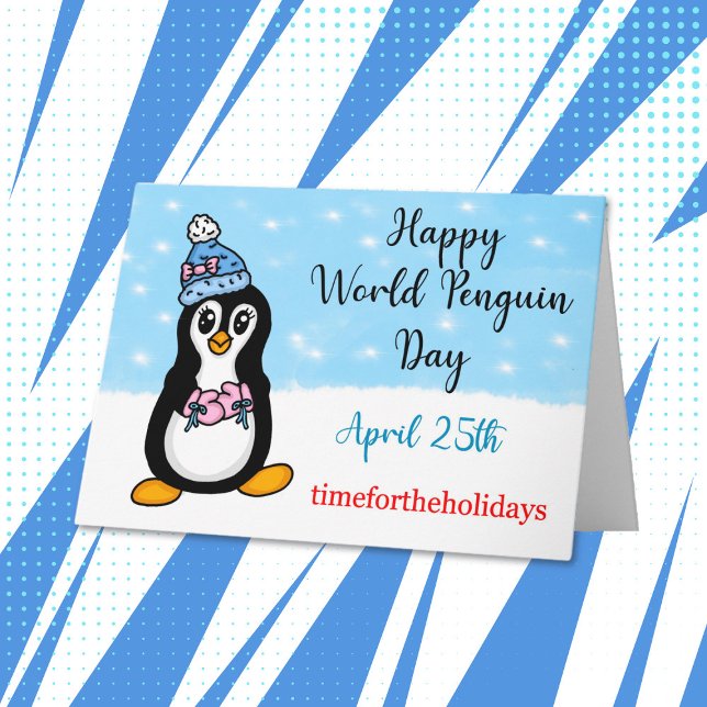 Cartão Feliz Dia Mundial do Pinguim 25 de Abril (Criador carregado)