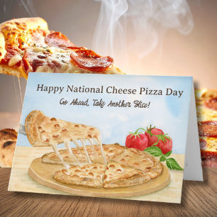 Cartão Feliz Dia Nacional da Pizza de Queijo