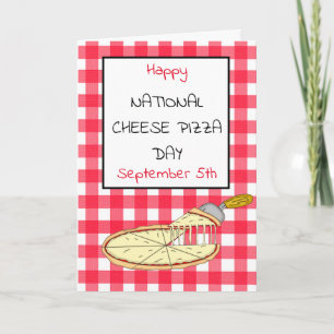 Cartão Feliz Dia Nacional da Pizza de Queijo de 5 de Sete