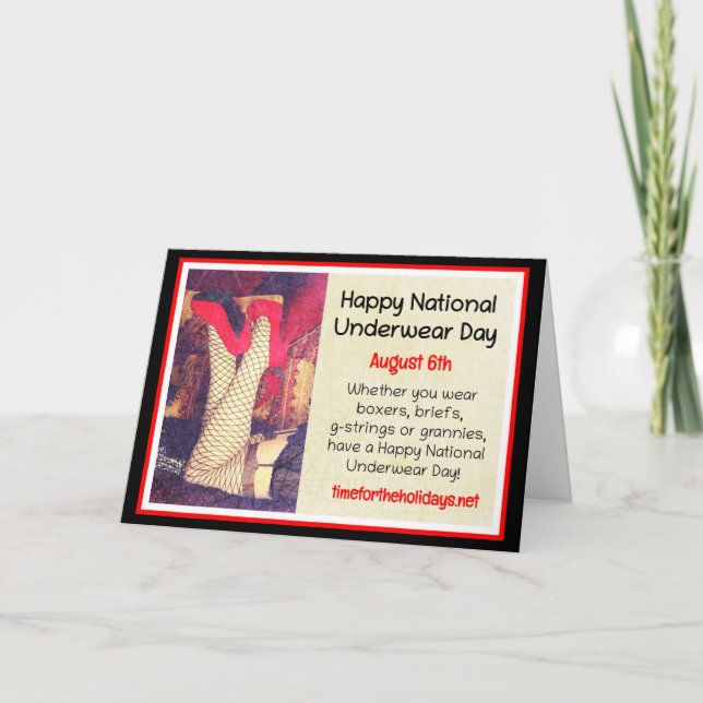 Cartão Feliz Dia Nacional da Roupa Íntima, 6 de agosto   (Frente)
