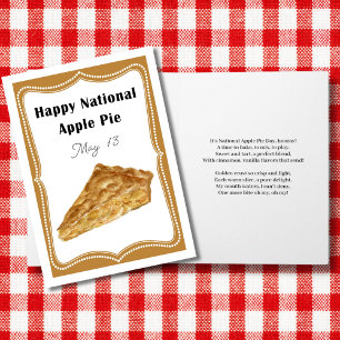 Cartão Feliz Dia Nacional da Torta de Maçã 13 de Maio