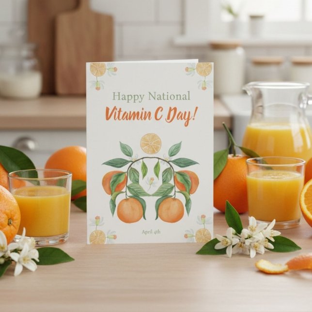 Cartão Feliz Dia Nacional da Vitamina C com Flores de Lar (Criador carregado)
