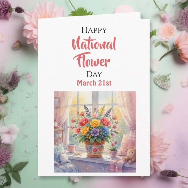 Cartão Feliz Dia Nacional das Flores - 21 de março (Criador carregado)