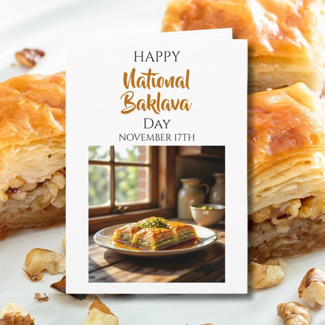 Cartão Feliz Dia Nacional do Baklava | 17 de novembro (Criador carregado)