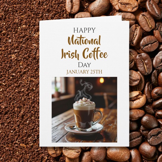 Cartão Feliz Dia Nacional do Café Irlandês | 25 de janeir (Criador carregado)