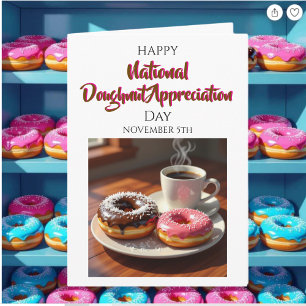 Cartão Feliz Dia Nacional do Donut   5 de novembro
