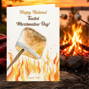 Cartão Feliz Dia Nacional do Marshmallow Torrado em 30 de