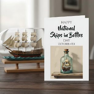 Cartão Feliz Dia Nacional dos Navios em Garrafas - 4 de o