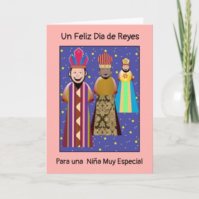 Cartão Feliz Dia Reyes Mago  Niña (Frente)