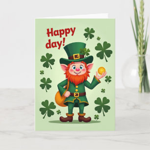 Cartão Feliz Dia Sorte do Leprechaun