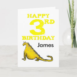Cartão Feliz dinossauro aniversário de 3 anos de desenho