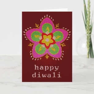 Cartão feliz diwali: rangoli de vidro manchado