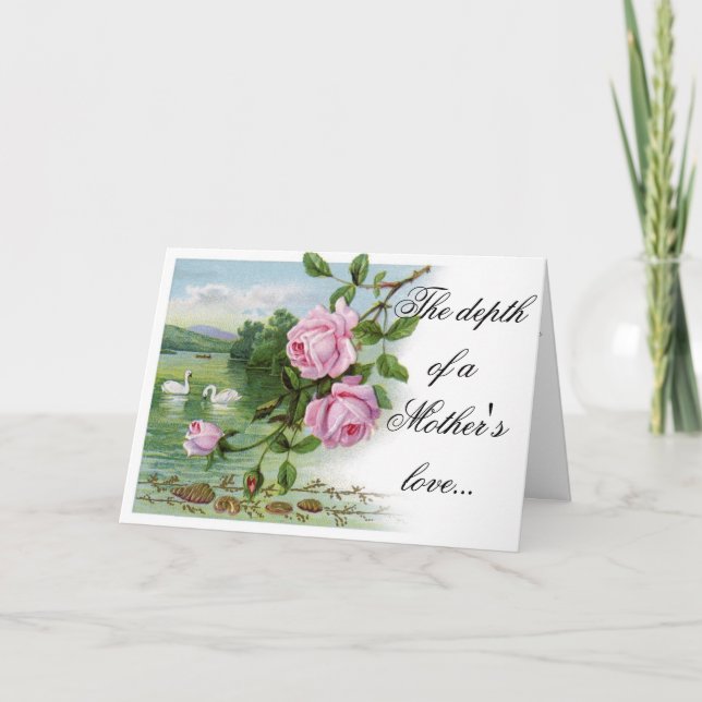 Cartão feliz do dia das mães - rosas e cisnes (Frente)