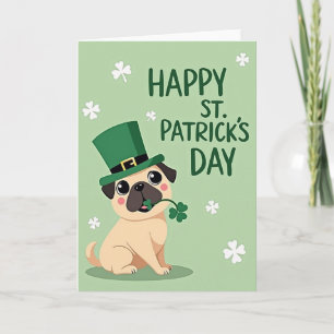 Cartão Feliz do Dia de São Patrício Pug