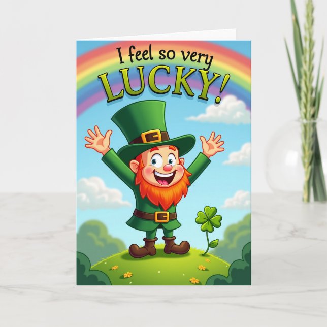 Cartão Feliz do Leprechaun (Frente)