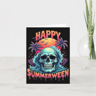 Cartão Feliz Esqueleto de Summerween de Verão Melancia Ja
